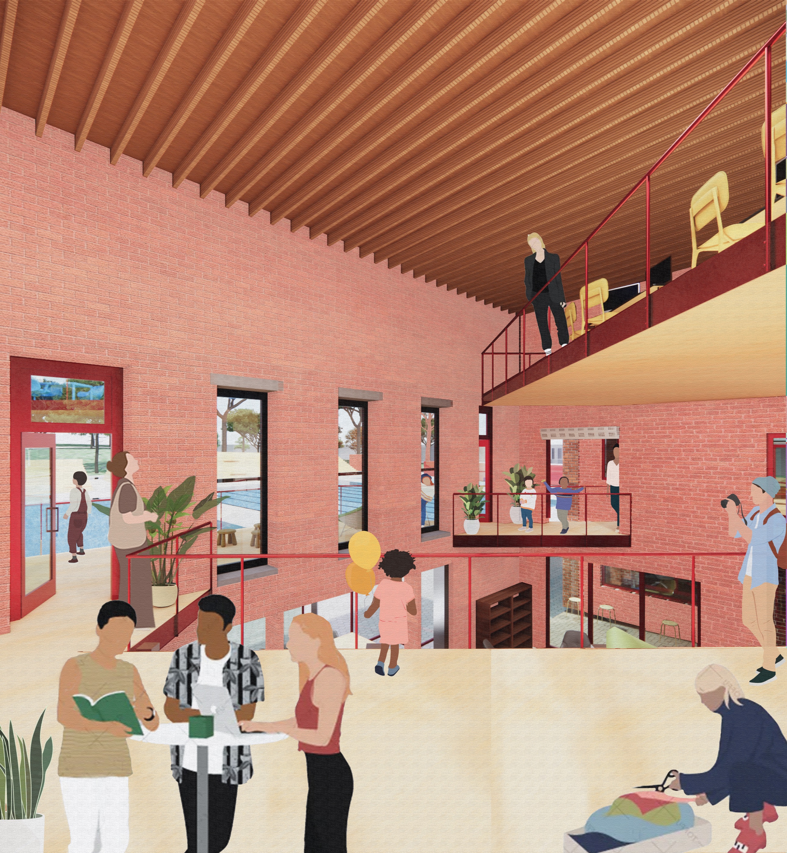 Interior view of threaded domestic spaces